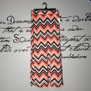 NWT Bobbie Brooks Coral Chevron Maxi Skirt, M
